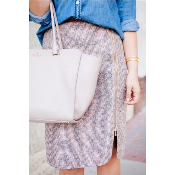 J. Crew tweed pencil skirt with zipper accent - Picture 6 of 16